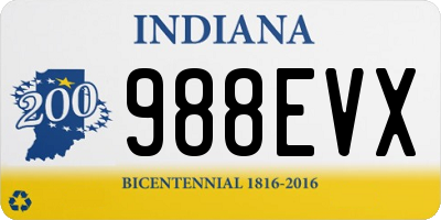 IN license plate 988EVX