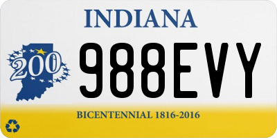 IN license plate 988EVY