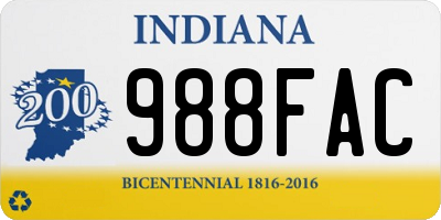 IN license plate 988FAC