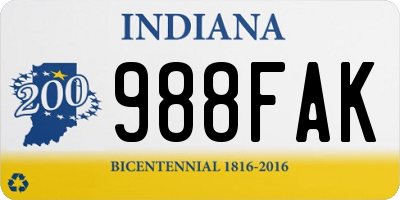 IN license plate 988FAK