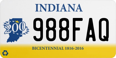 IN license plate 988FAQ