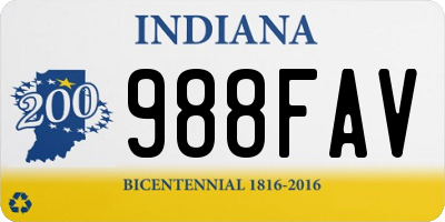 IN license plate 988FAV