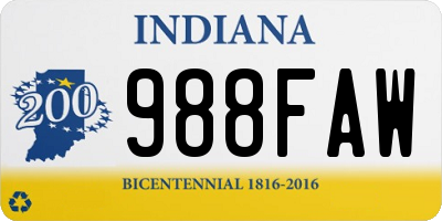 IN license plate 988FAW