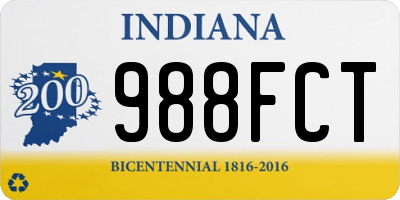 IN license plate 988FCT