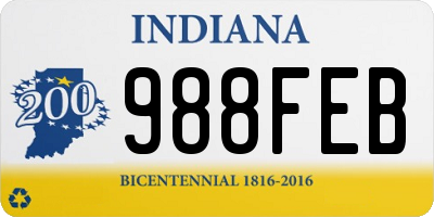 IN license plate 988FEB