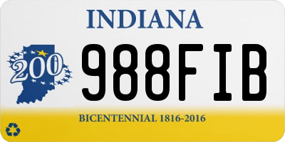 IN license plate 988FIB