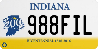 IN license plate 988FIL