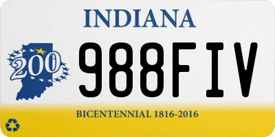 IN license plate 988FIV