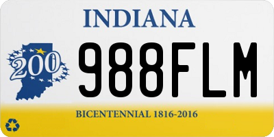 IN license plate 988FLM