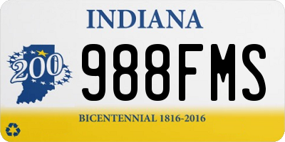 IN license plate 988FMS