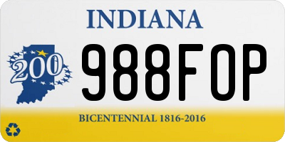 IN license plate 988FOP