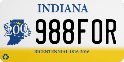 IN license plate 988FOR