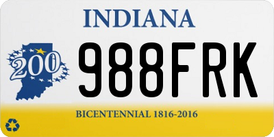 IN license plate 988FRK