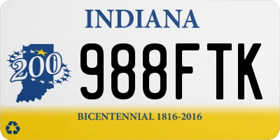 IN license plate 988FTK