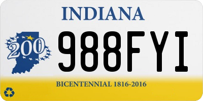 IN license plate 988FYI