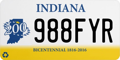 IN license plate 988FYR