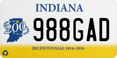 IN license plate 988GAD