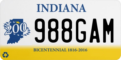 IN license plate 988GAM