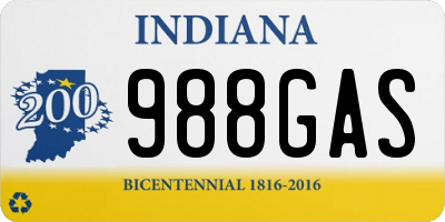 IN license plate 988GAS