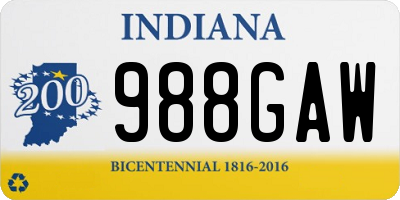 IN license plate 988GAW