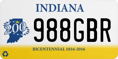 IN license plate 988GBR