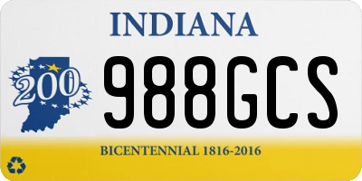 IN license plate 988GCS