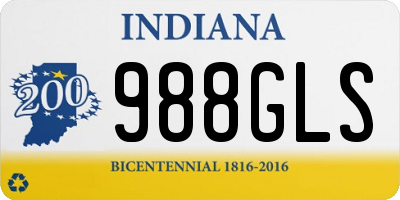 IN license plate 988GLS