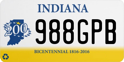 IN license plate 988GPB