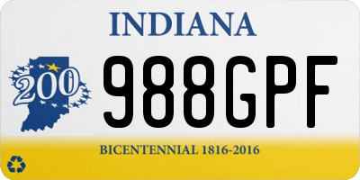 IN license plate 988GPF