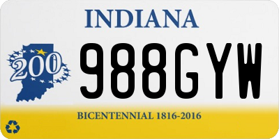 IN license plate 988GYW