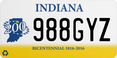 IN license plate 988GYZ