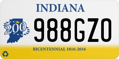 IN license plate 988GZO