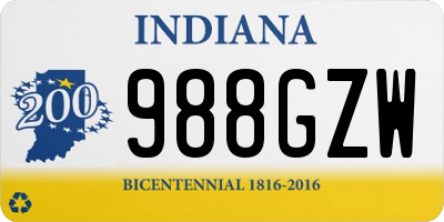 IN license plate 988GZW