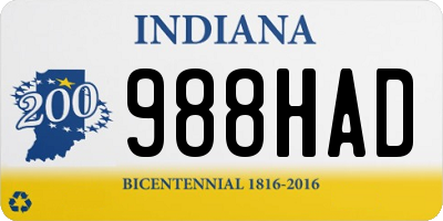 IN license plate 988HAD