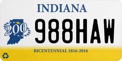 IN license plate 988HAW