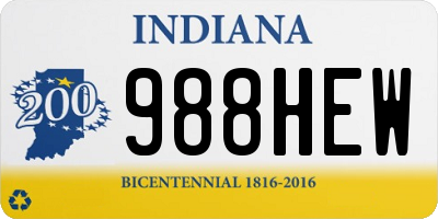 IN license plate 988HEW