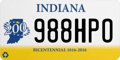 IN license plate 988HPO