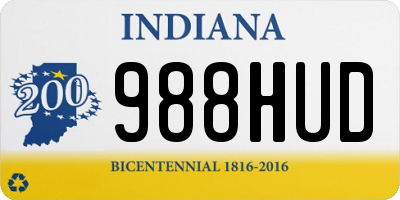 IN license plate 988HUD