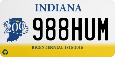 IN license plate 988HUM