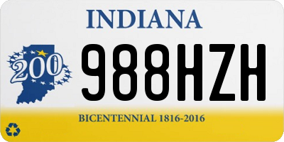 IN license plate 988HZH