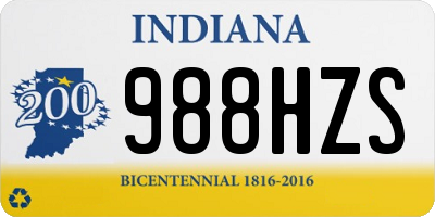 IN license plate 988HZS