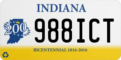 IN license plate 988ICT