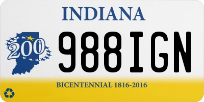 IN license plate 988IGN