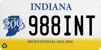 IN license plate 988INT