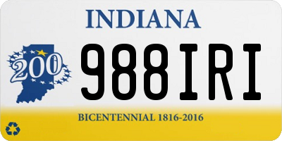 IN license plate 988IRI