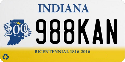 IN license plate 988KAN