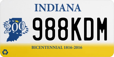 IN license plate 988KDM