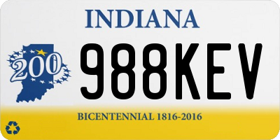 IN license plate 988KEV