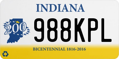 IN license plate 988KPL