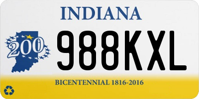 IN license plate 988KXL